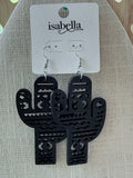 Lightweight Wood Cactus Earrings