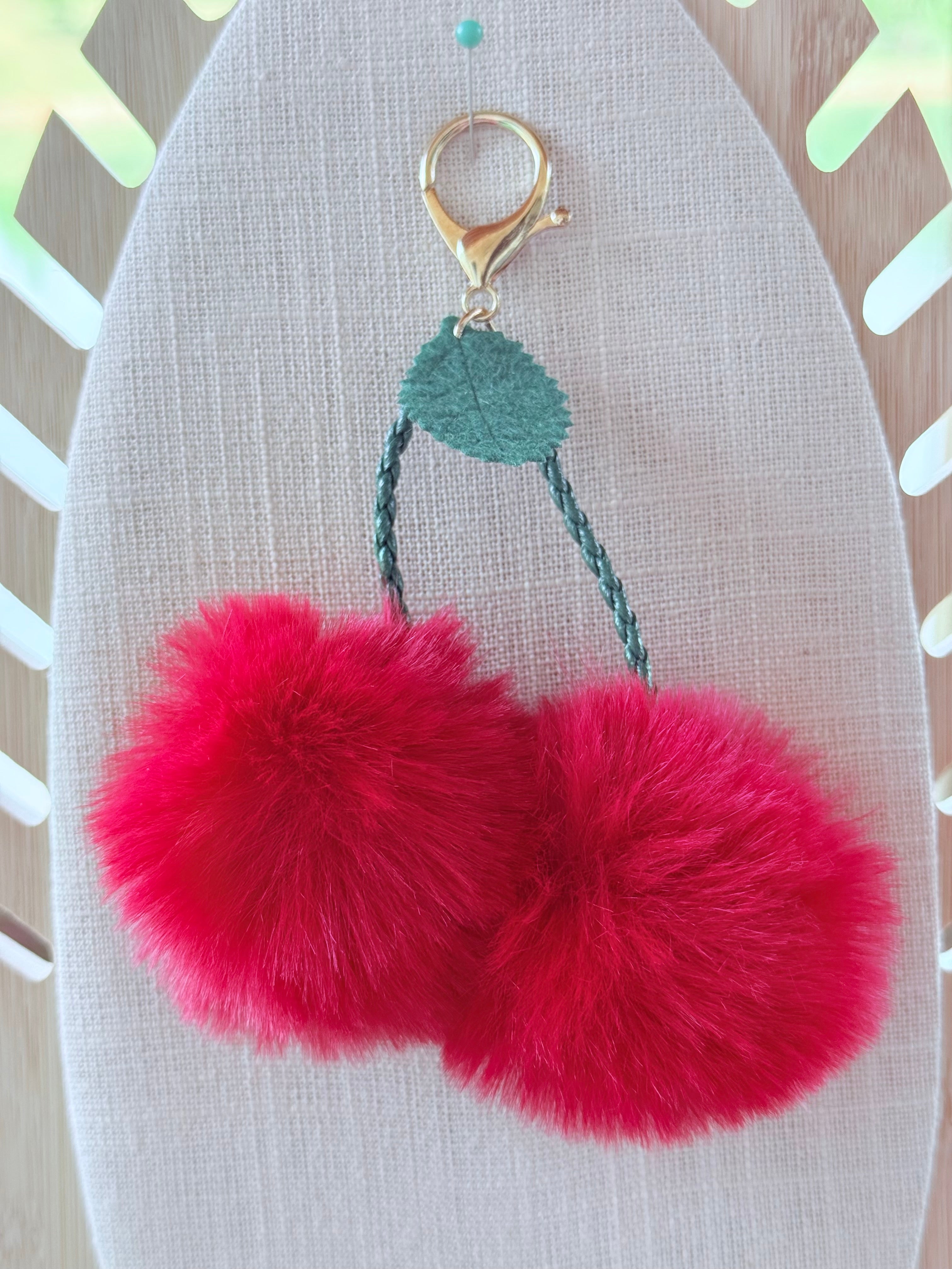 Cherry Fuzzy Keychain / Bag Charm