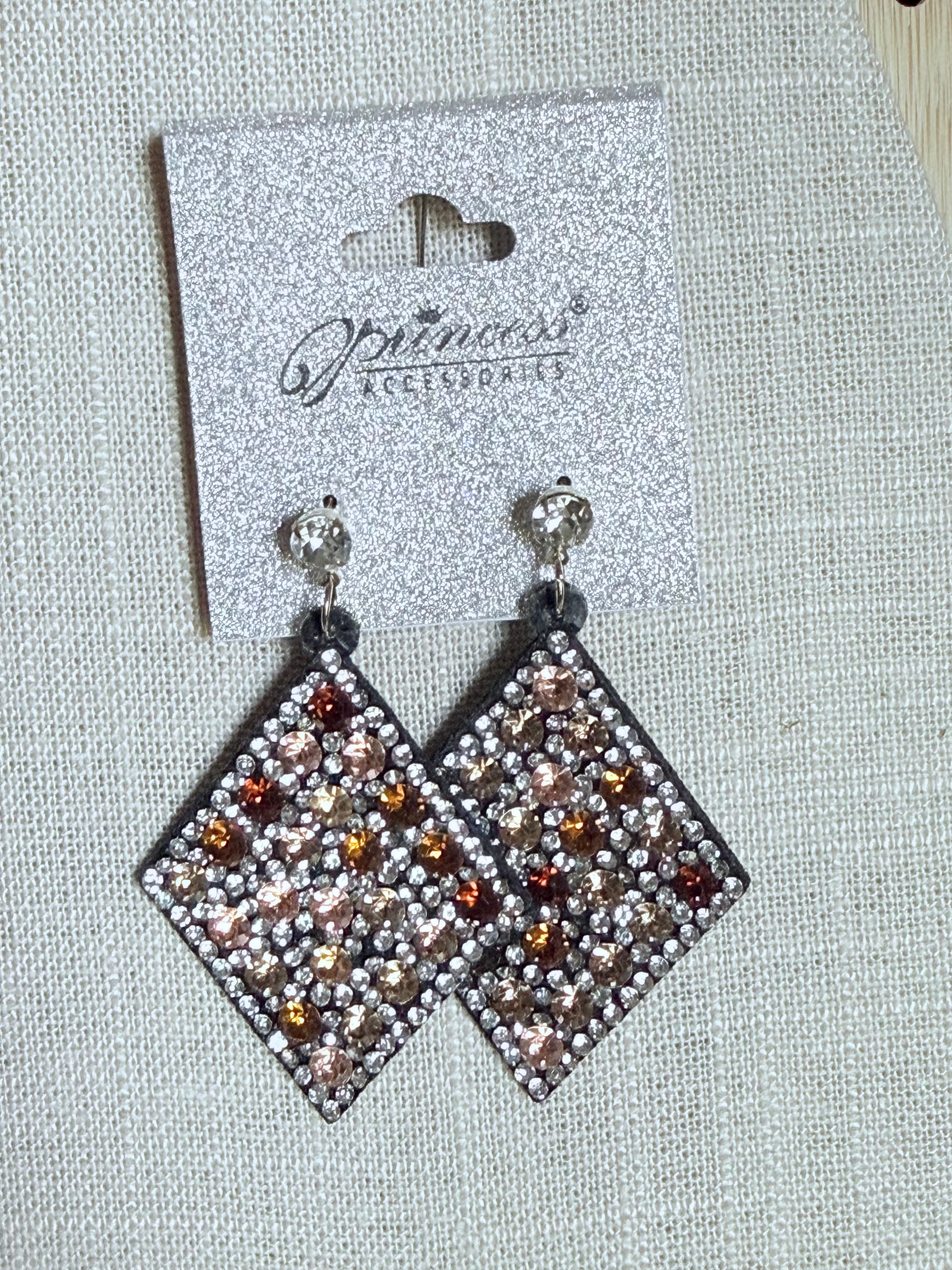 Diamond Shape Bling Earrings - Various Colors