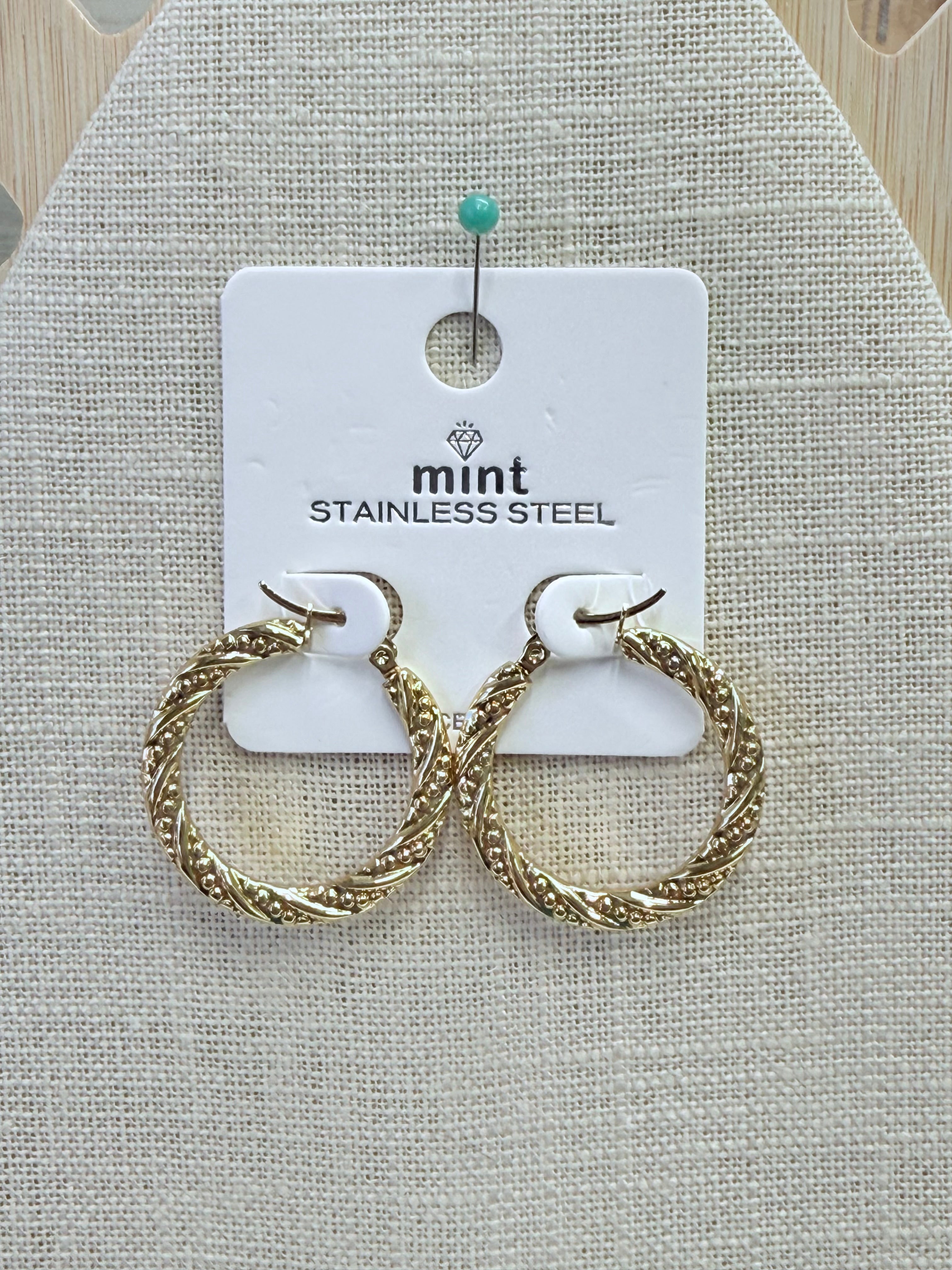 Vine Hoop Earrings - Stainless Steel in Gold and Silver