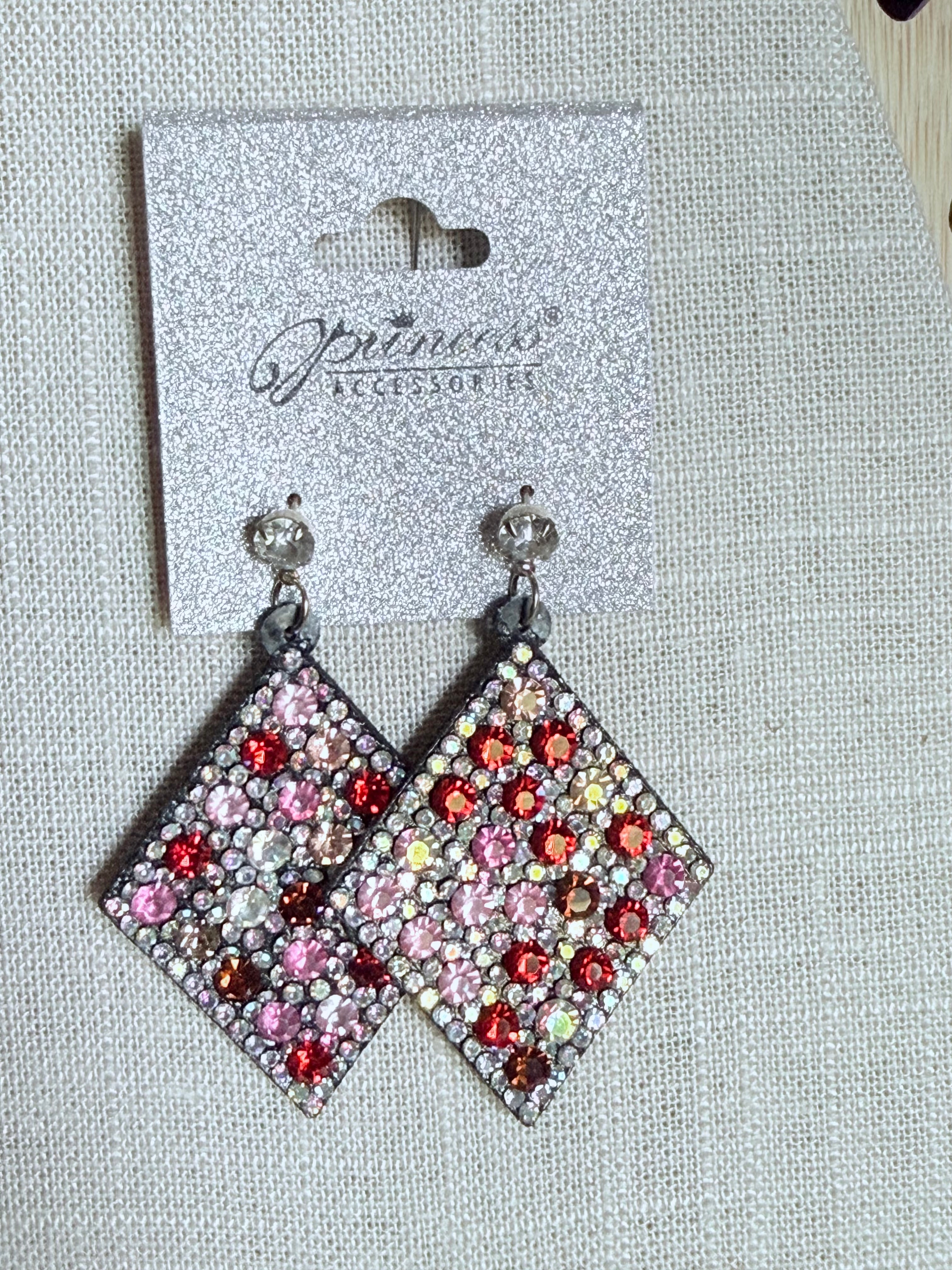 Diamond Shape Bling Earrings - Various Colors