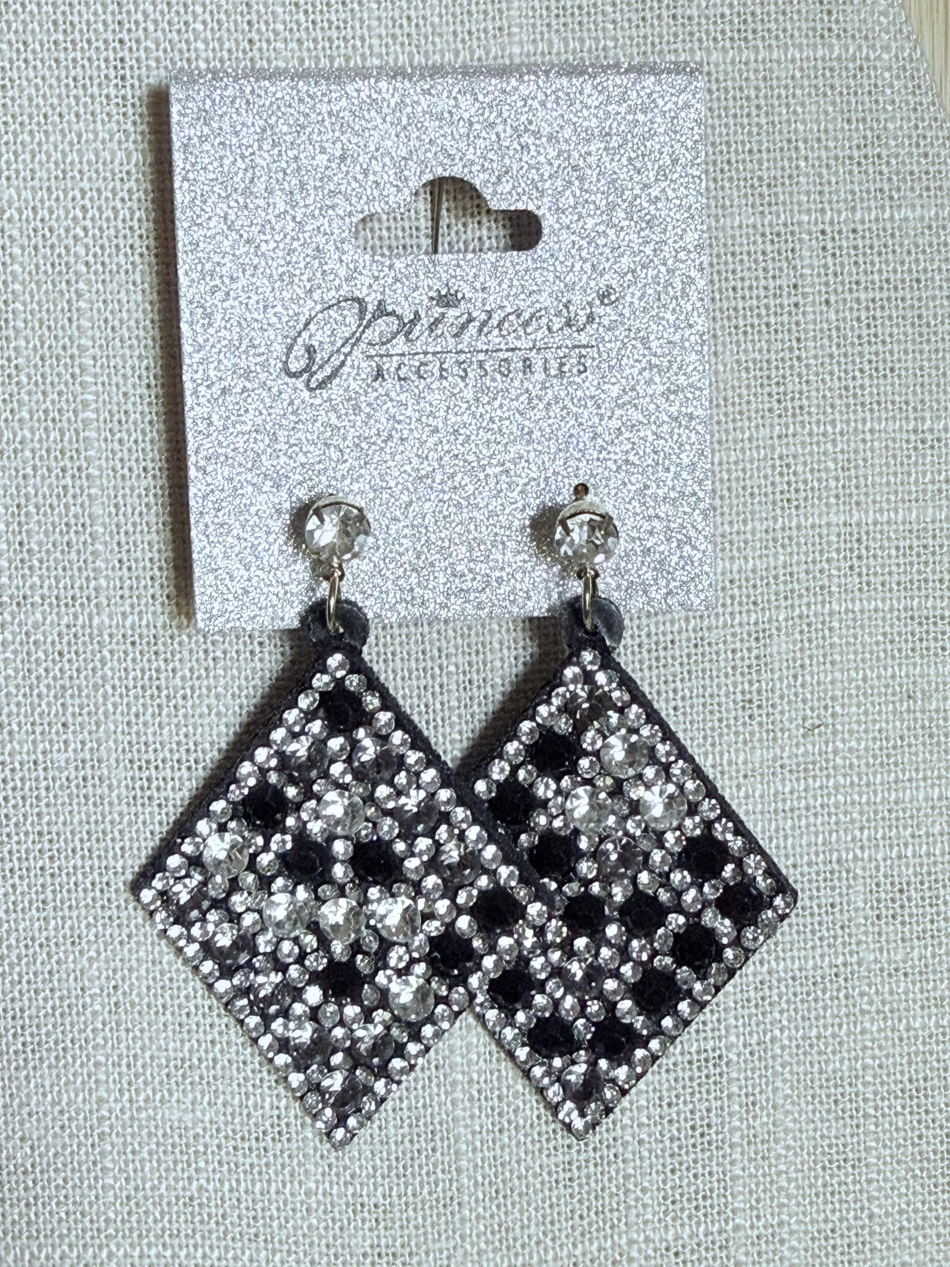 Diamond Shape Bling Earrings - Various Colors