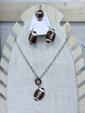 Bling Football Necklace, Earring and Ring Set