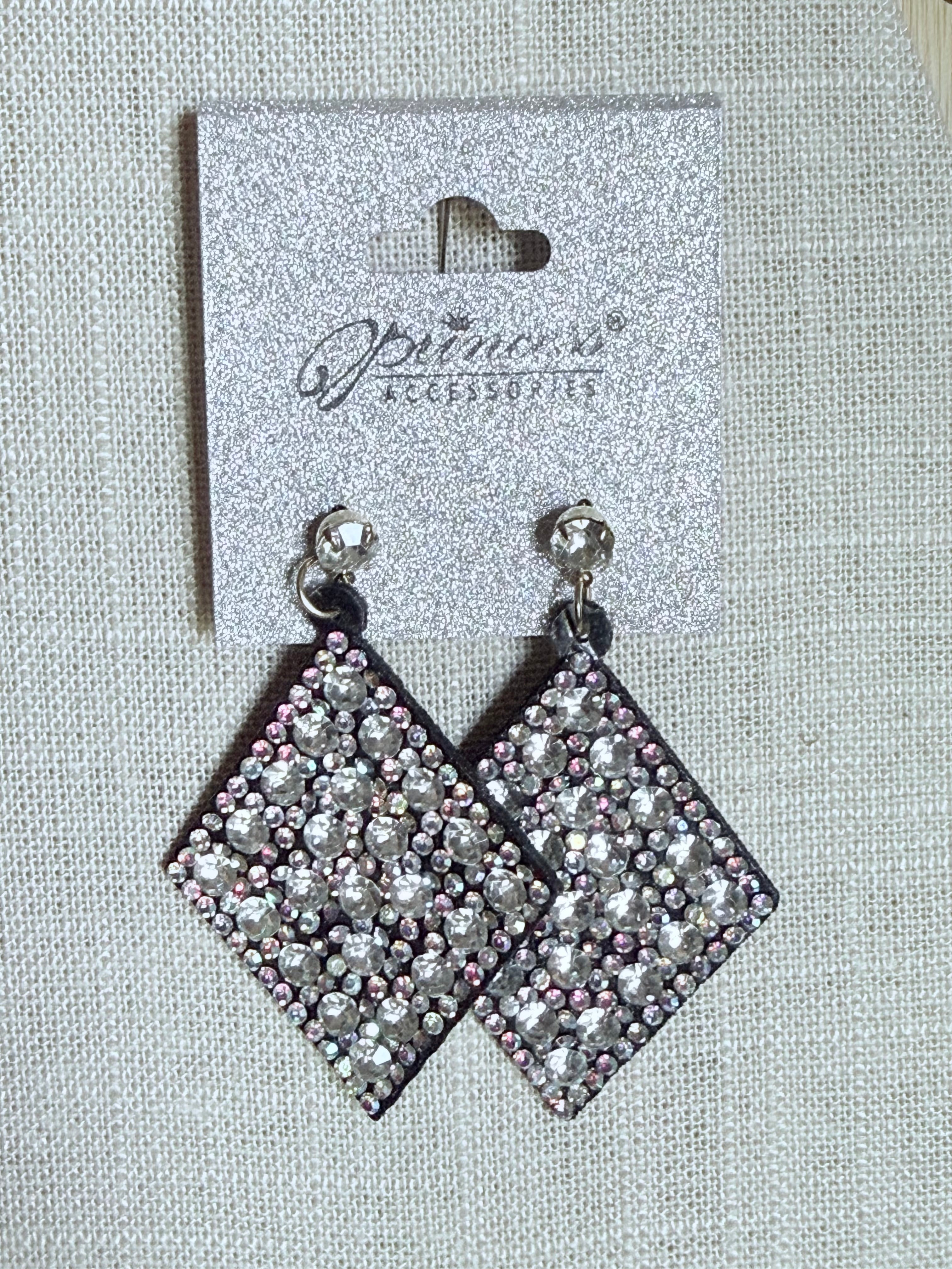 Diamond Shape Bling Earrings - Various Colors
