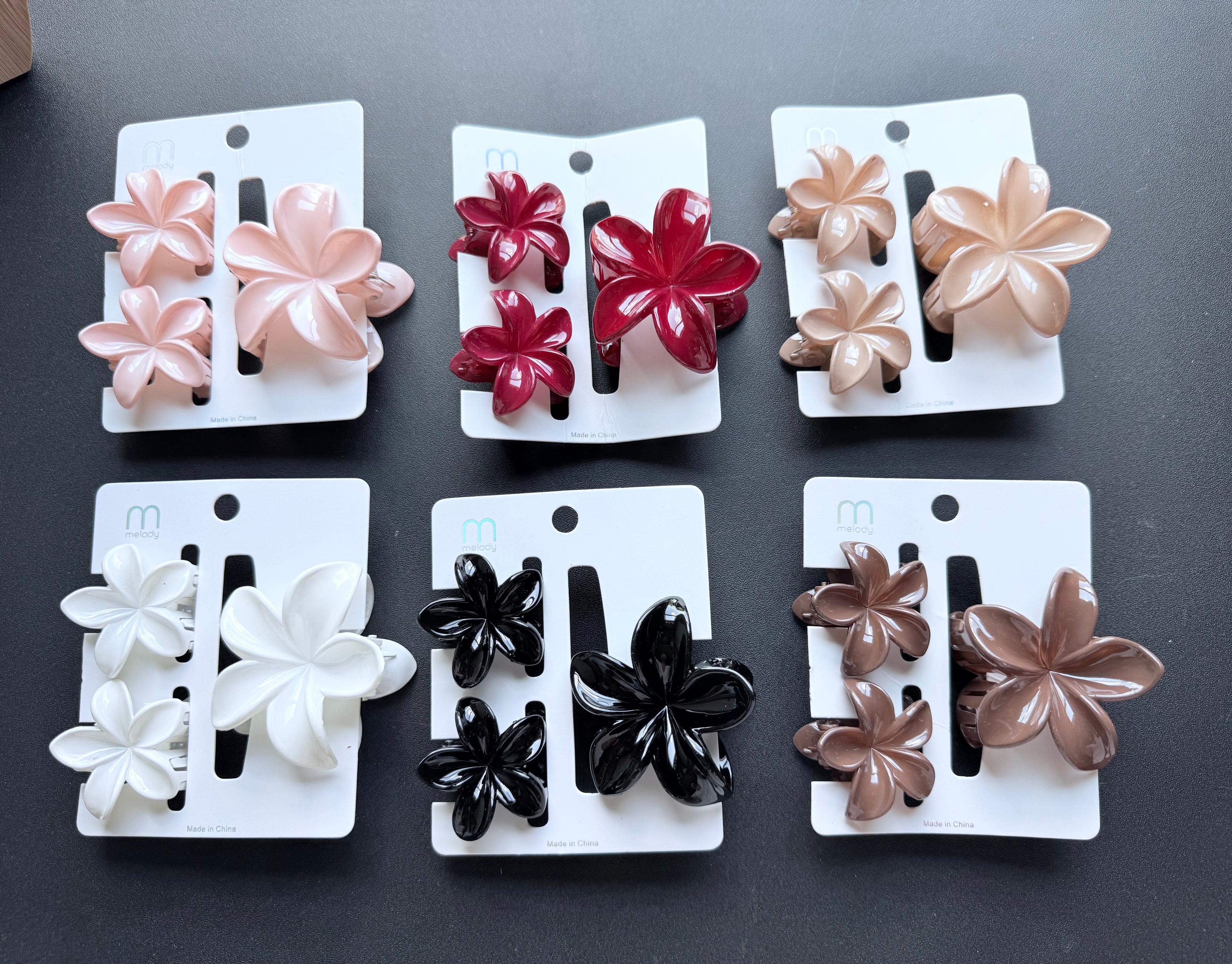 Flower Hair Clips - Three Pieces