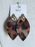 Leather Leopard Stud Earrings
