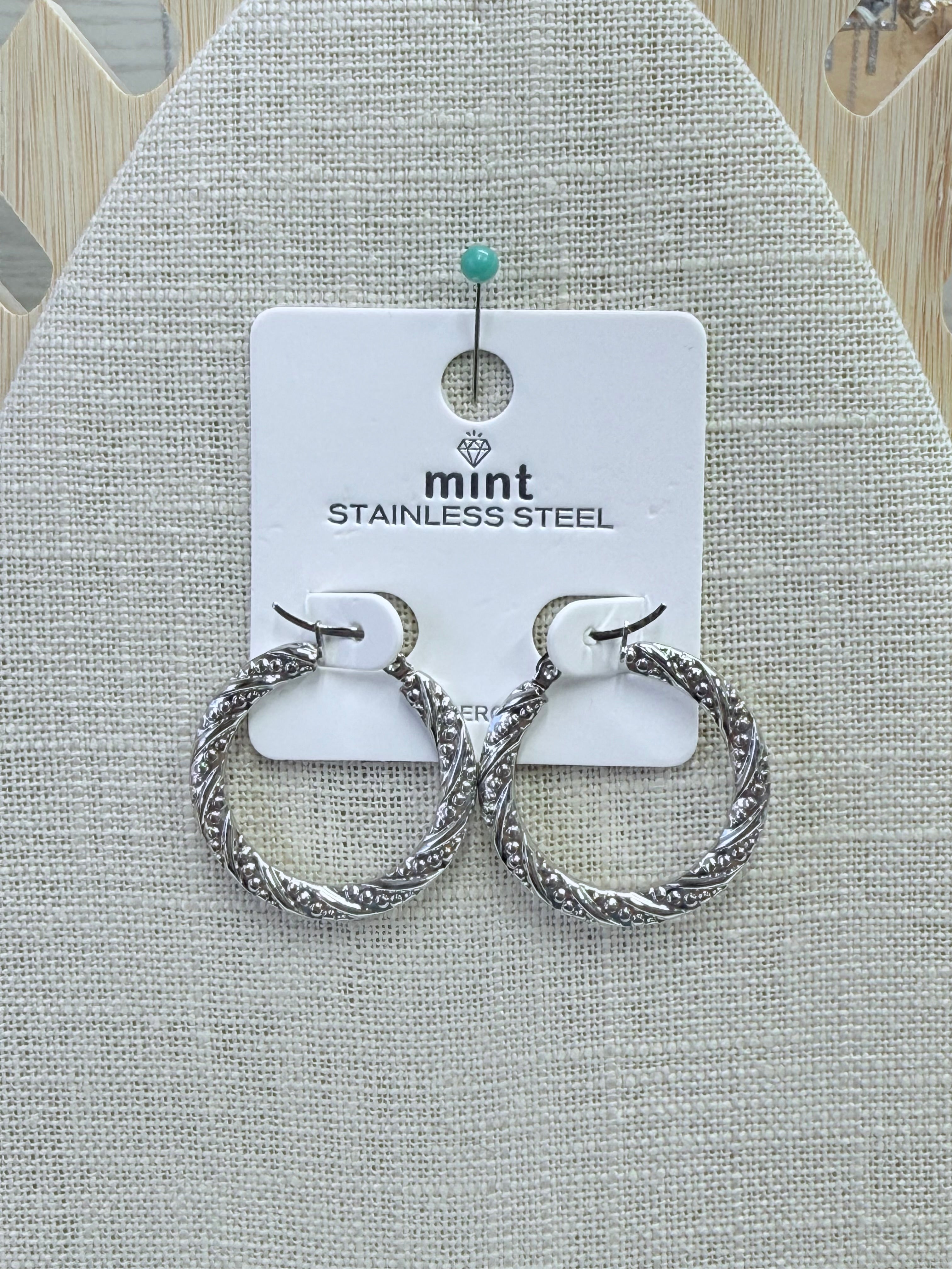 Vine Hoop Earrings - Stainless Steel in Gold and Silver