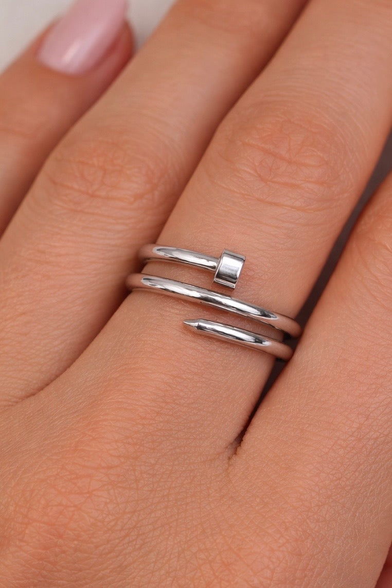 Silver Nail Ring - Stainless Steel - Various Sizes