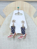 Flag Cowboy Boot Earrings - 2 Colors