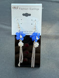 Flower Dangle Earrings with Crystals