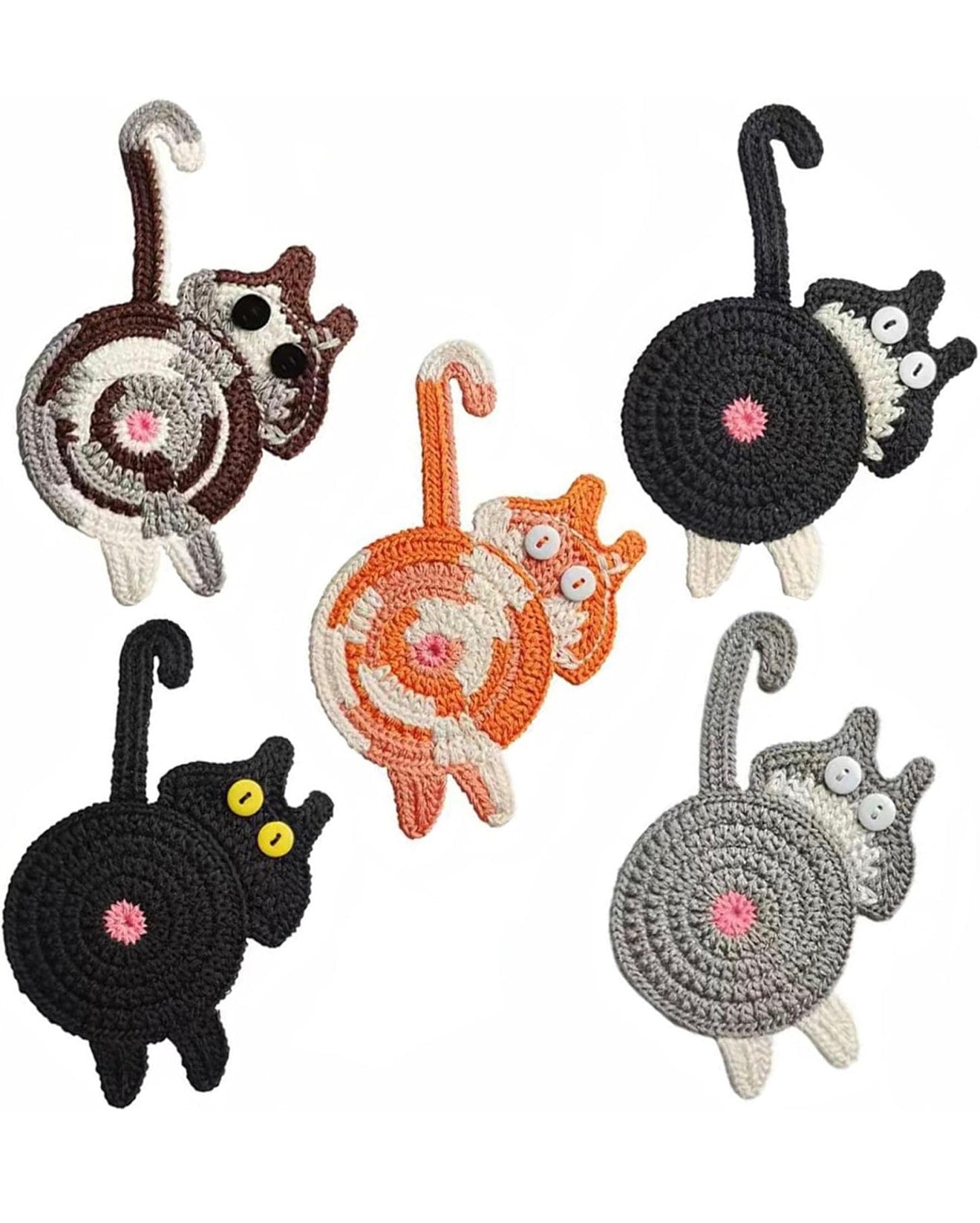 Funny Cat Coasters - Set of 5