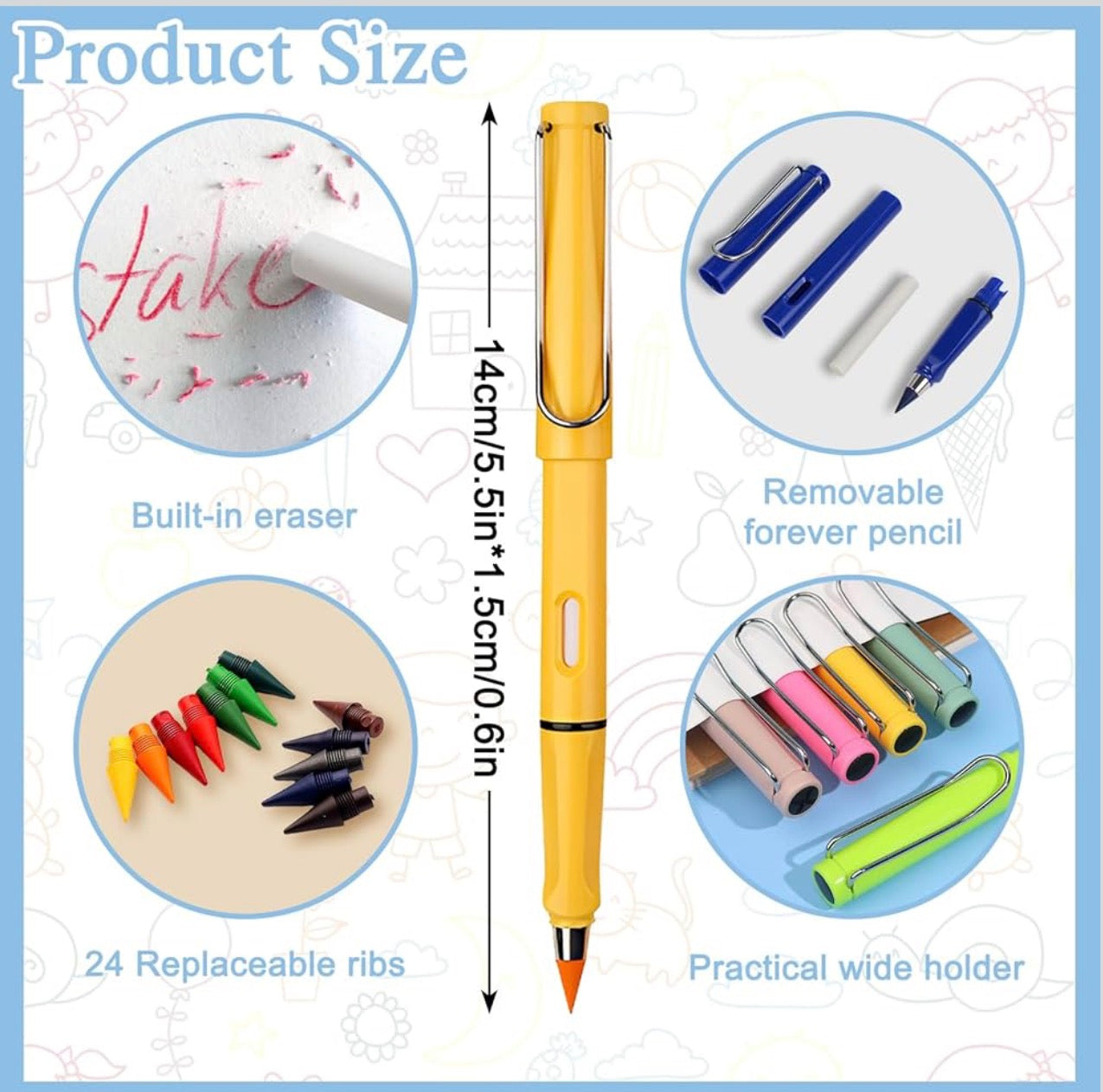 Colored Forever Pencils - 12 Pieces