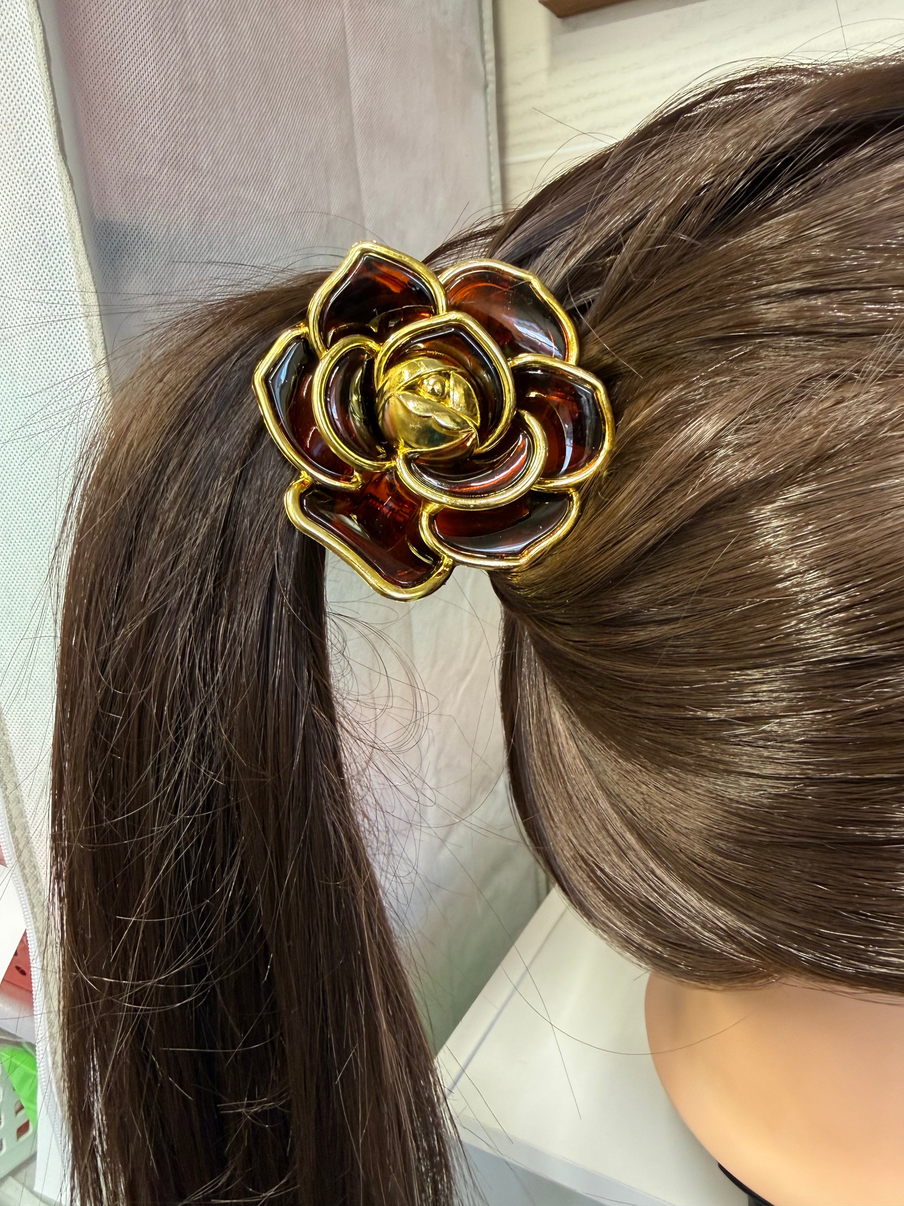 Golden Bloom Rose Hair Claw - Multiple Colors