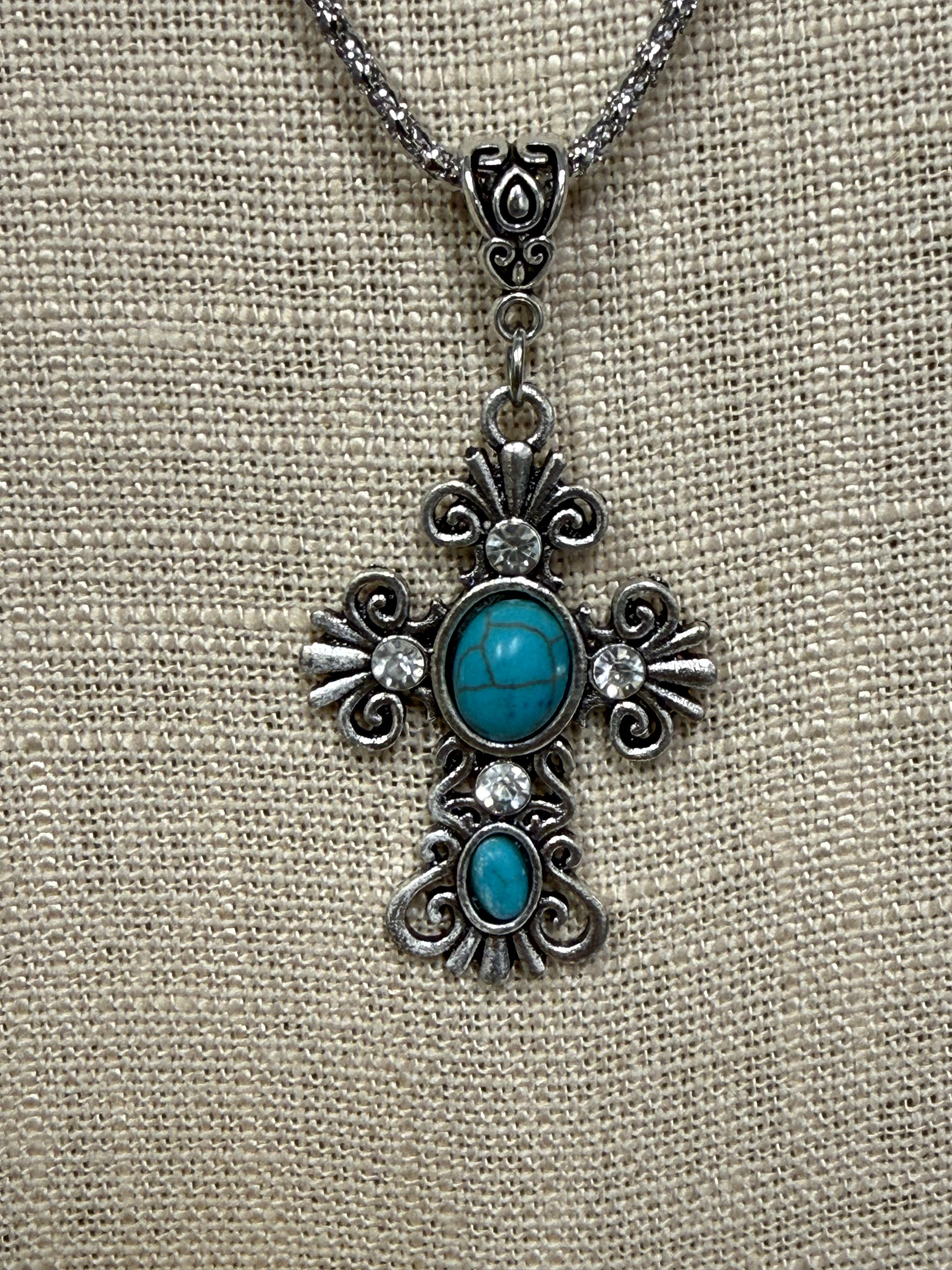 Crackle Stone Cross Jewelry Set – Multiple Colors