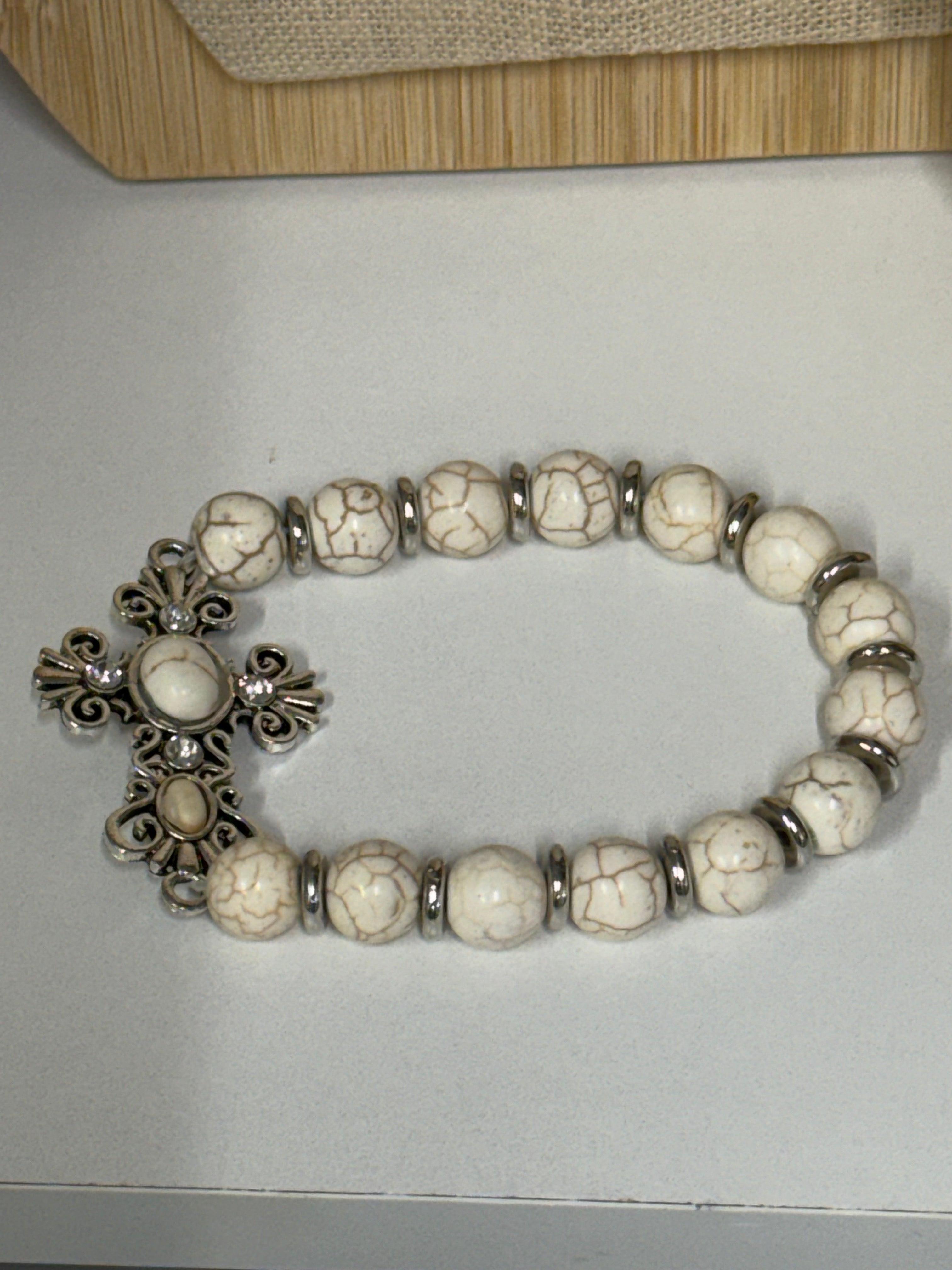Crackle Stone Cross Jewelry Set – Multiple Colors