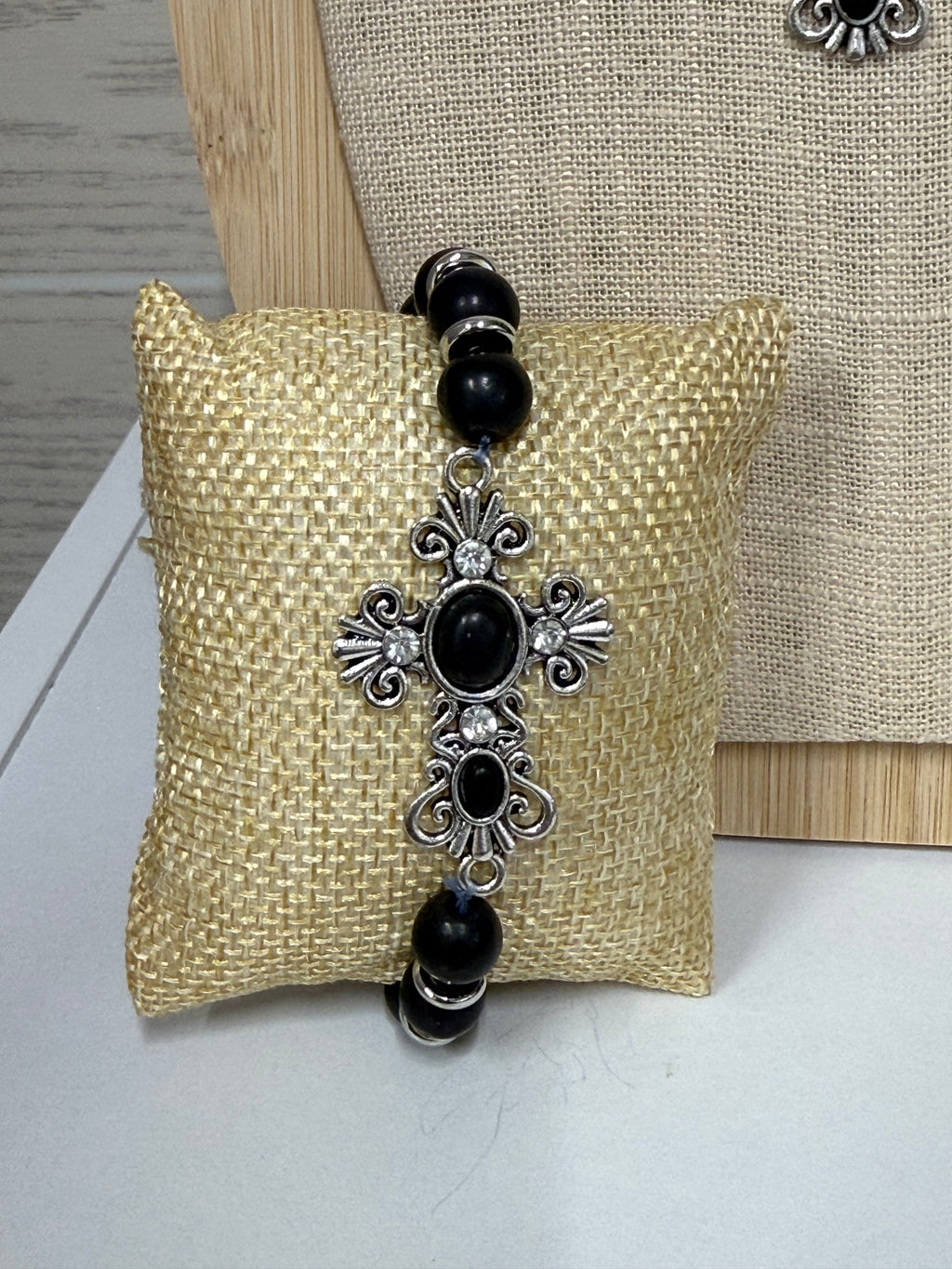 Crackle Stone Cross Jewelry Set – Multiple Colors