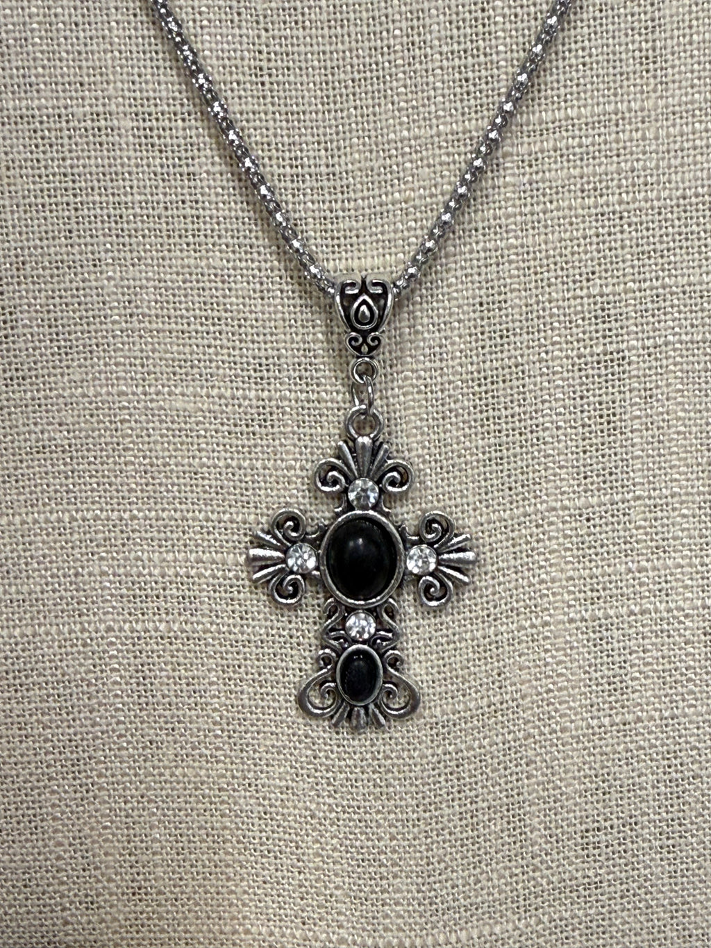 Crackle Stone Cross Jewelry Set – Multiple Colors