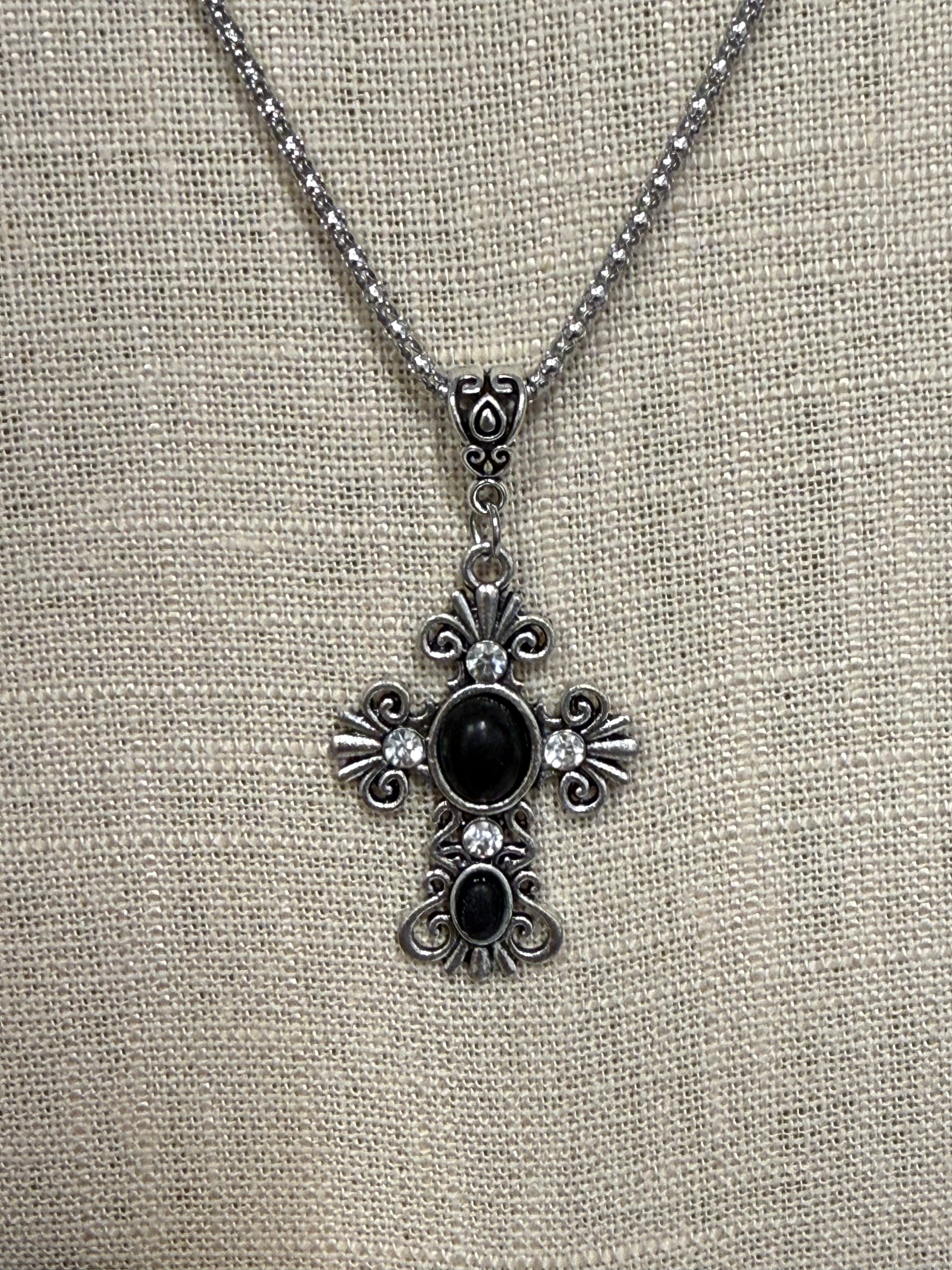 Crackle Stone Cross Jewelry Set – Multiple Colors