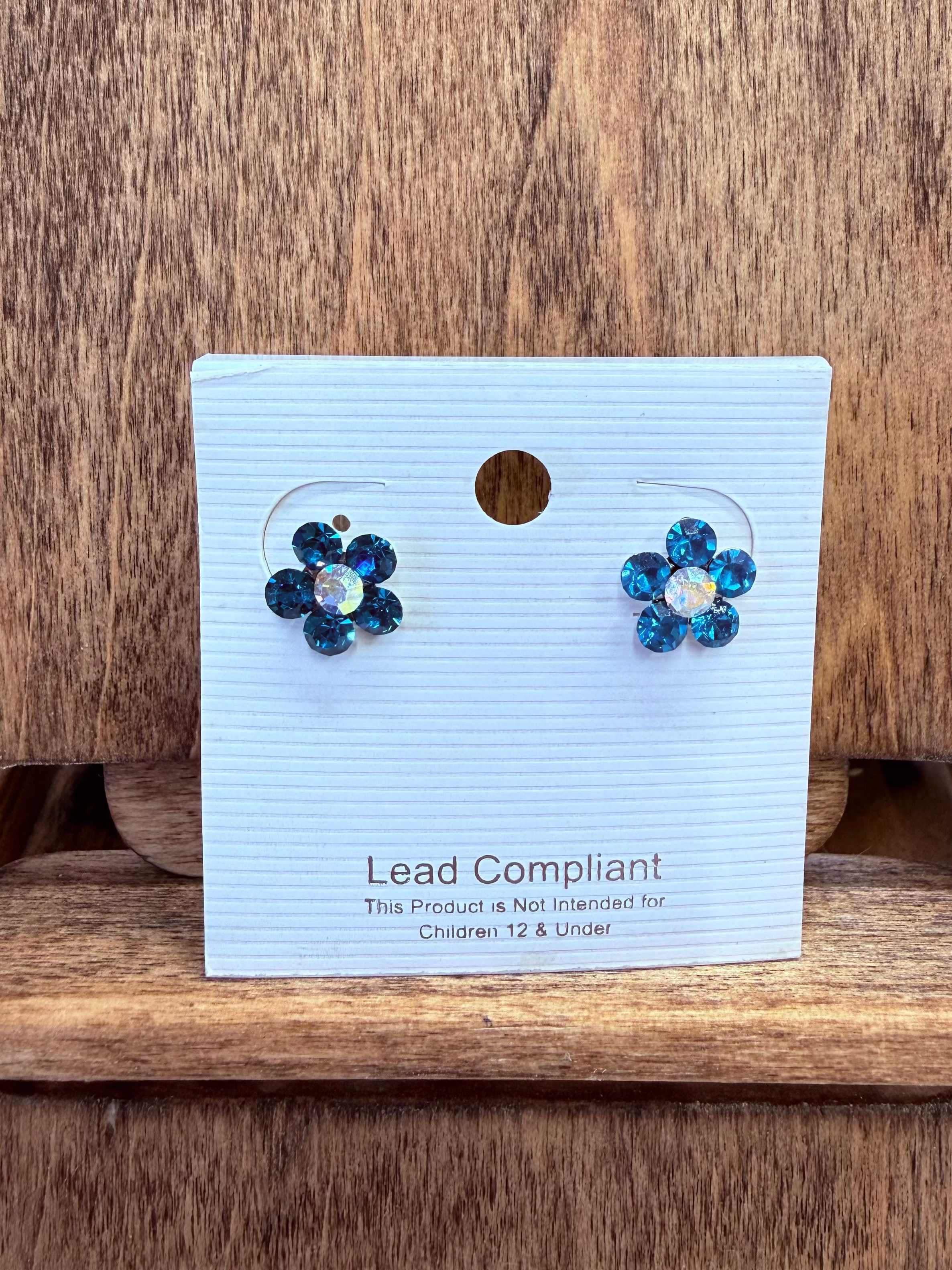 Blue Crystal Daisy Earrings