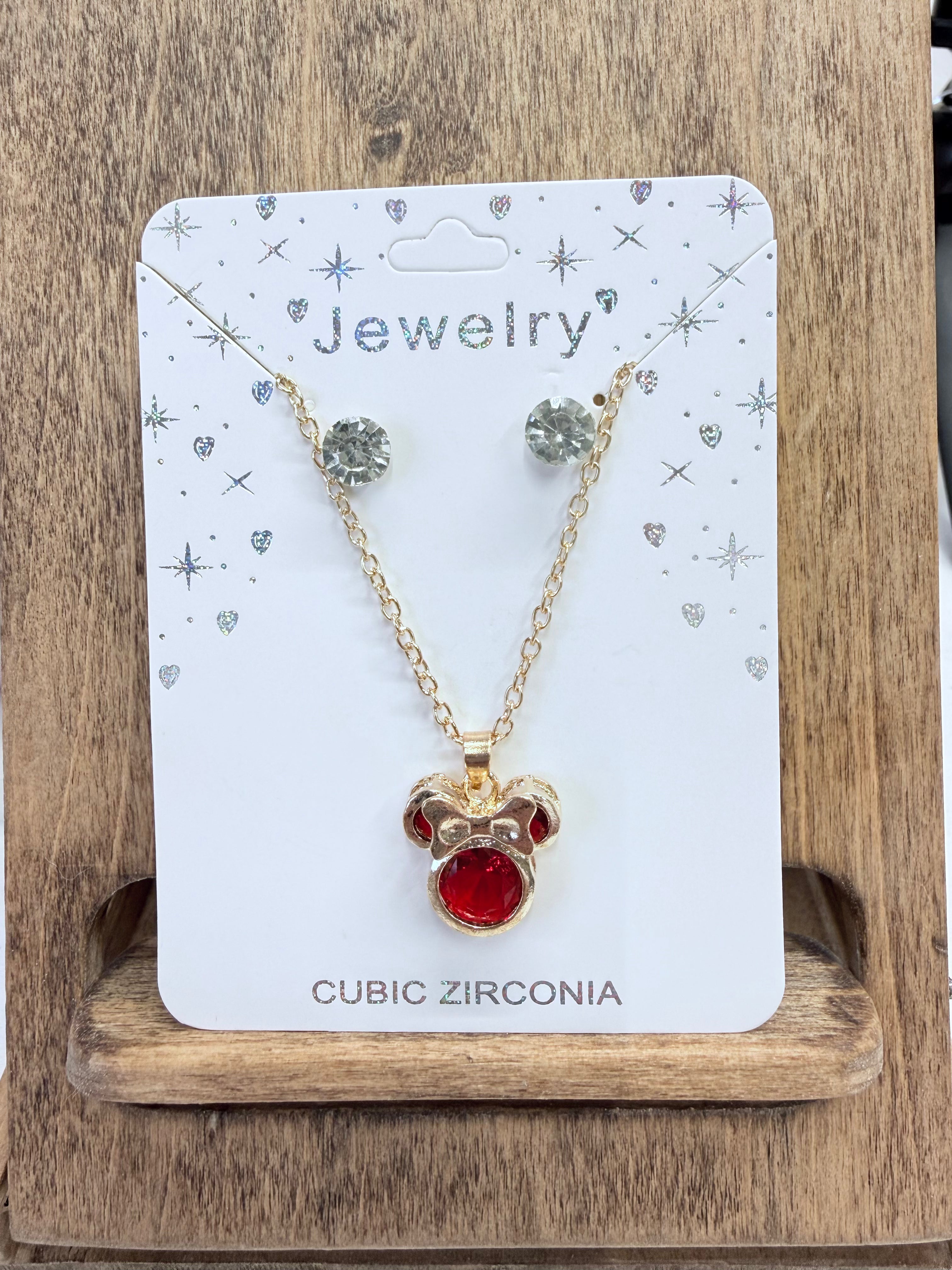 Minnie Necklace and Earring Set - Multiple Colors