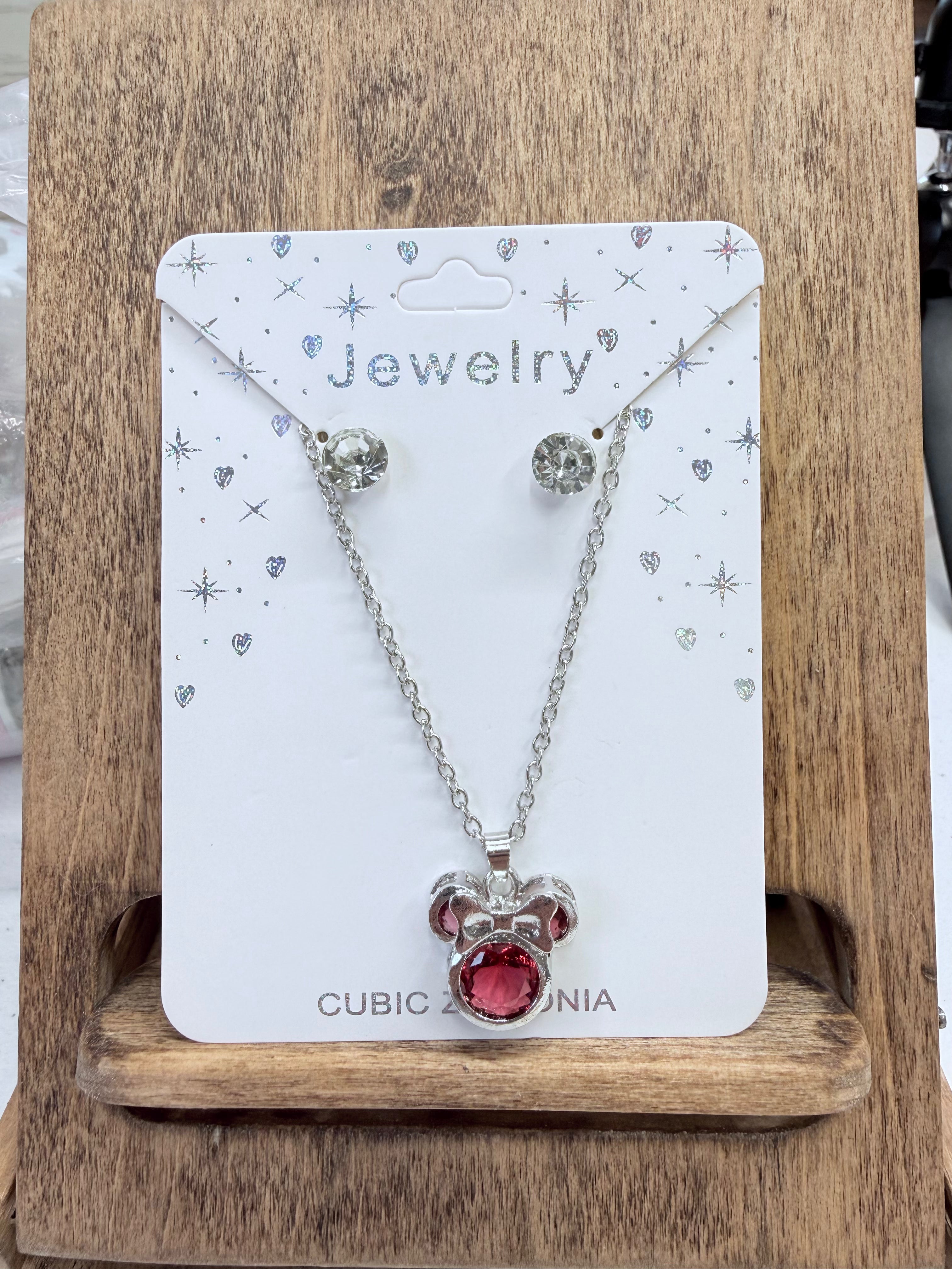 Minnie Necklace and Earring Set - Multiple Colors